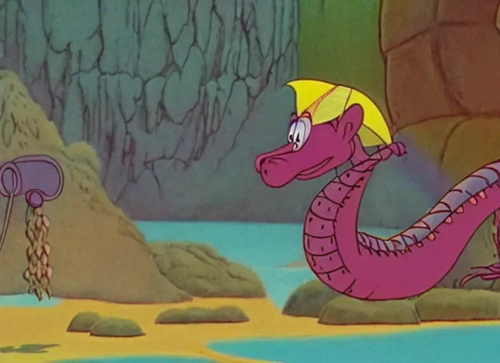 Image similar to a film still from the cartoon the lazy dragon ( 1 9 8 0 ) directed by walt disney