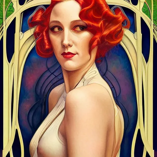 Image similar to an art nouveau streamline moderne portrait in the style of donato giancola and anna dittmann and charles dulac.