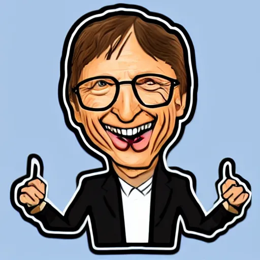 Image similar to sticker illustration of angry bill gates pulling middle finger