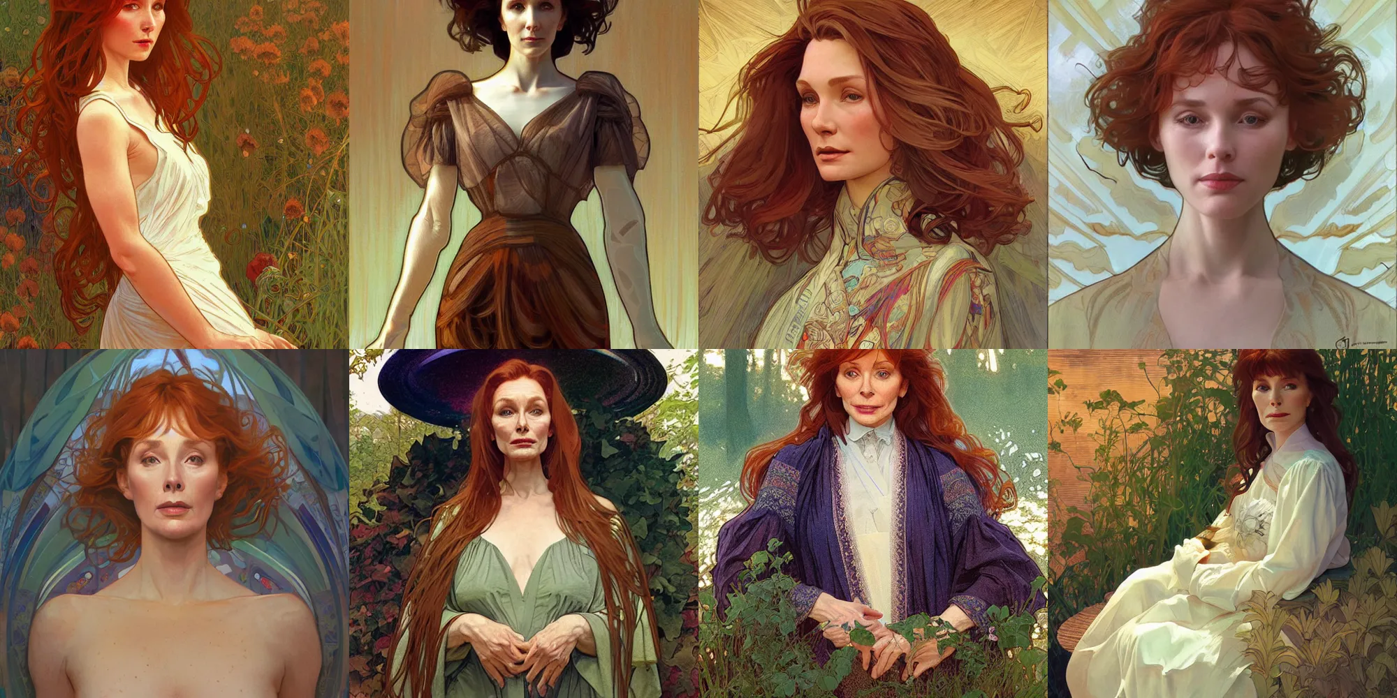 Prompt: beautiful natural coy cottagecore Beverly Crusher, master life drawing, intricate, elegant, highly detailed, digital painting, artstation, concept art, smooth, sharp focus, illustration, art alphonse mucha and james gurney and marc simonetti and wlop