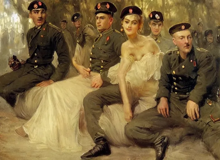 Prompt: nazi soldiers in berlin by vladimir volegov and alexander averin and pierre auguste cot and delphin enjolras