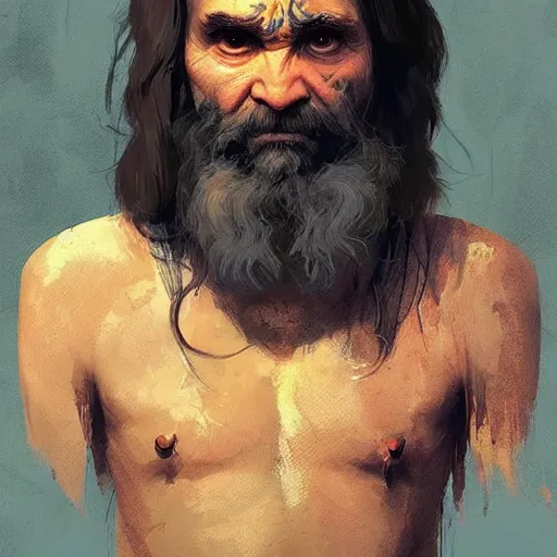 Image similar to charles manson as egiptian king, ultra realistic face and body dimensions, by greg rutkowski, pinterest