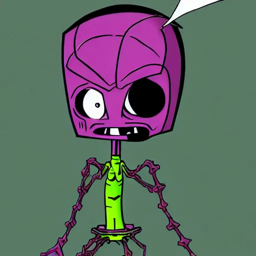 Image similar to Zim!!! from Invader Zim, in the style of artist Kim Jung Gi,