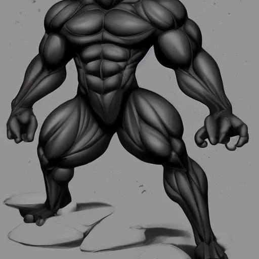 Prompt: muscular black pokemon, digital painting, aesthetic, minimalistic design, artstation