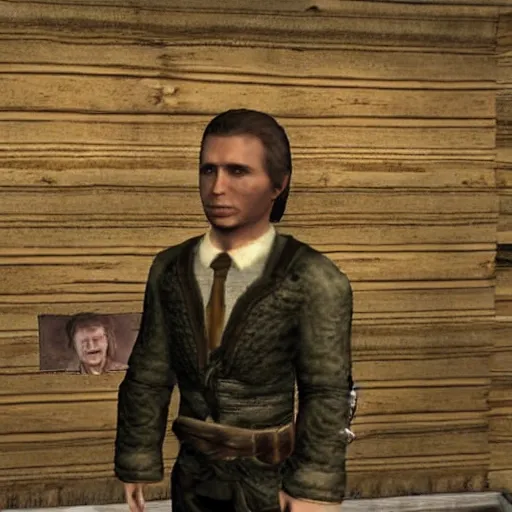 Image similar to “ george w bush as a skyrim npc, with dialogue options, in - game screenshot ”