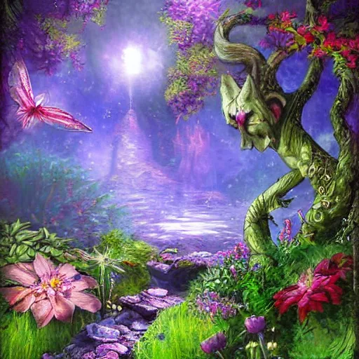 Image similar to Epic Fantasy Garden Magical Art by John Stephans