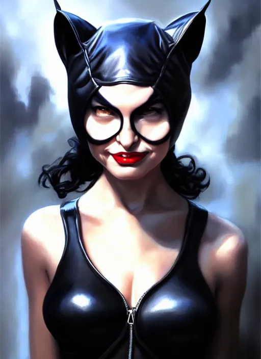 Prompt: a _ fantasy _ style _ portrait _ painting _ catwoman, oil _ painting _ unreal _ 5 _ daz. _ rpg _ portrait _ extremely _ detailed _ artgerm _ greg _ rutkowski _ greg