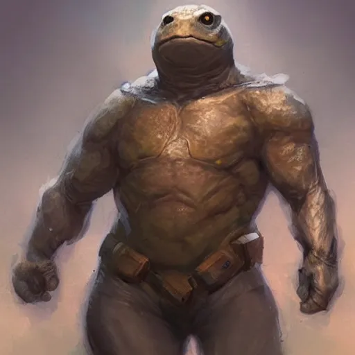 Prompt: bulky anthropomorphic turtle hero, greg rutkowski