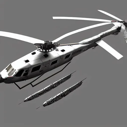 Prompt: futuristic military cargo helicopter concept art