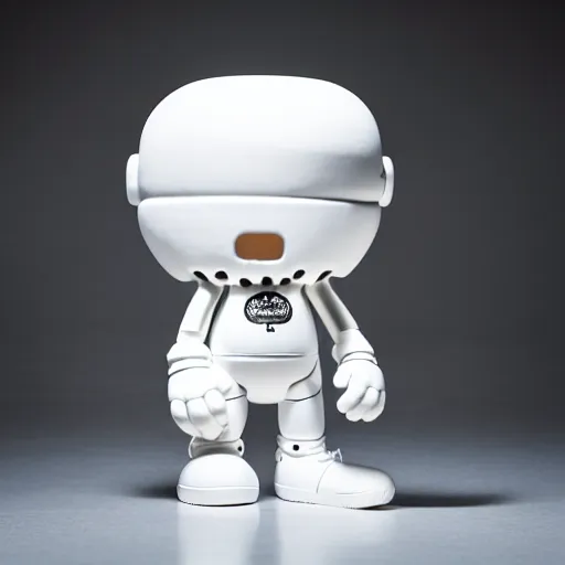 Image similar to an all white art vinyl figure with a microwave oven for a head, in the style of guggimon, kidrobot, sket - one x iamretro, kenny wong x pop mart, space molly, frank kozik, guggimon, kaws studio lighting, subsurface diffusion, 8 k - h 7 6 8