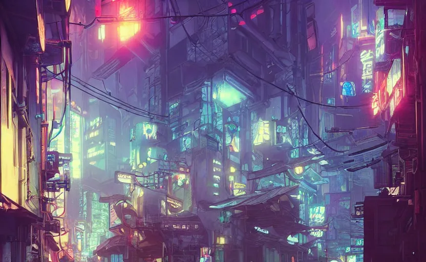 Image similar to a cat society in a cyberpunk city alleyway in a space opera cyberpunk studio ghibli animated film, volumetric lighting, octane render by anime, artgerm, alphonse mucha, loish, alena aenami, highly detailed