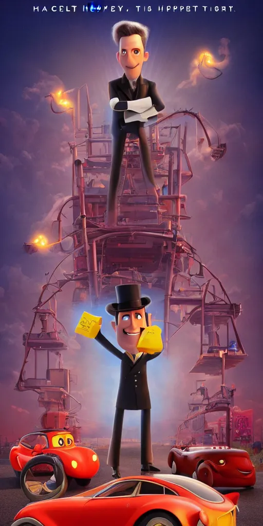 Image similar to Nicola Tesla in the pixar film, Hyperdetailed, 4k