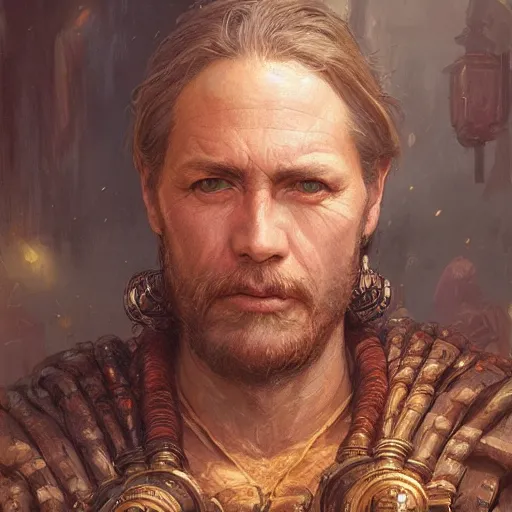 Prompt: the merchant of the east realistic fantasy d & d character, closeup portrait art by donato giancola and greg rutkowski, realistic face, digital art, trending on artstation