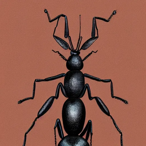 Prompt: A large ant queen standing on her hind legs, realistic detailed digital art