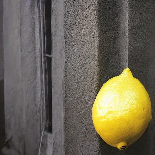 Prompt: closeup portrait of a Lemon , new york back street , by Steve McCurry and David Lazar, natural light, detailed face, CANON Eos C300, ƒ1.8, 35mm, 8K, medium-format print