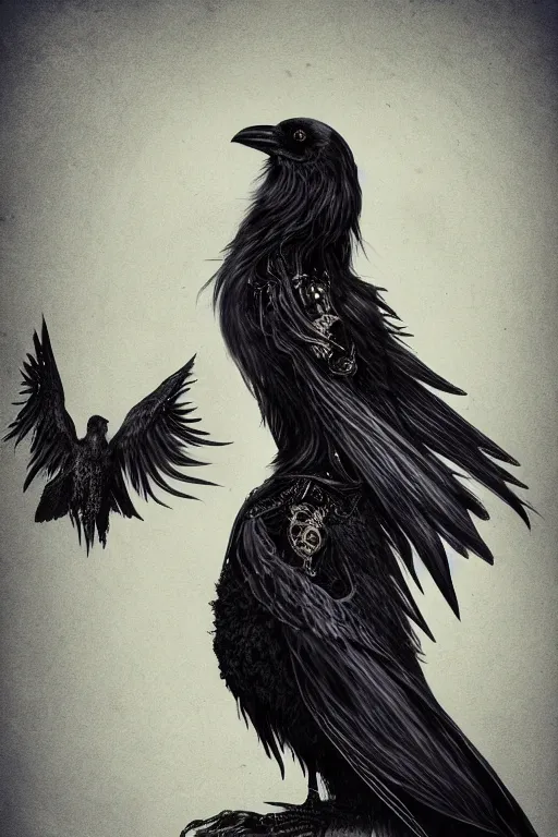 Image similar to beautiful woman with raven wings, gothic, highly detailed, trending on artstation,