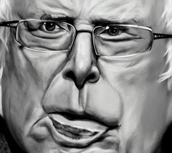 Prompt: bernie sanders face made of the jolly green giant, closeup detailed