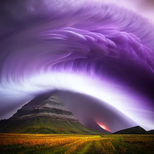 Image similar to amazing photo of a purple tornado by marc adamus, digital art, beautiful dramatic lighting