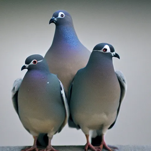 Image similar to a pigeon with three heads, surreal