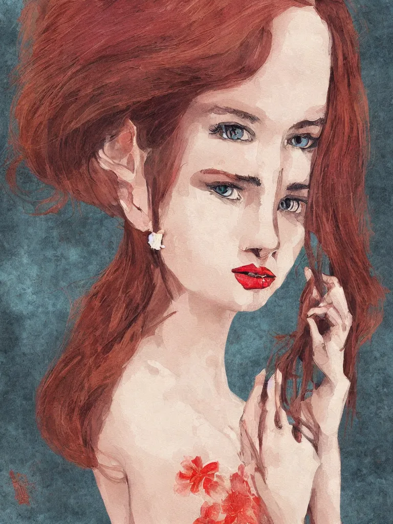 Image similar to a beautiful painted illustration a woman by alexandra dvornikova,