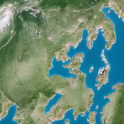 Image similar to isometric view of mainland southeast asia, high - detail, high accuracy, satellite image, fantasy,