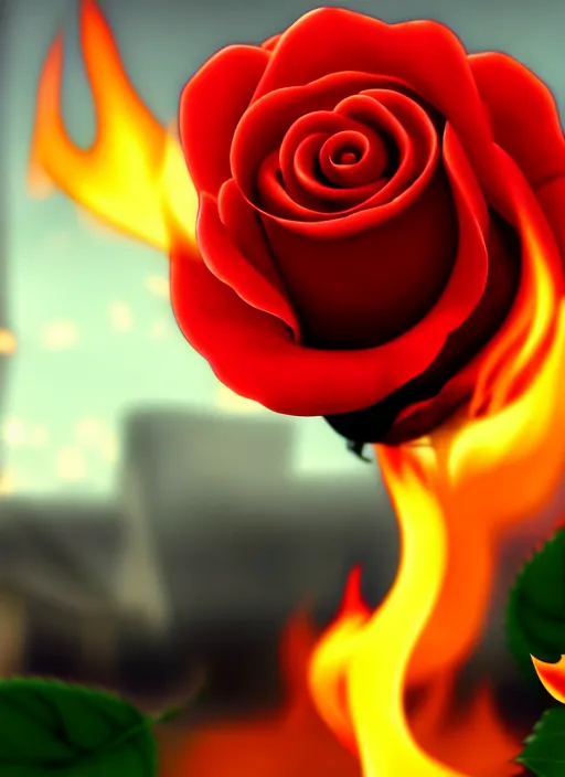 Prompt: a single rose flower on flame, scenery wallpaper aesthetic, anime style, closeup view, beautiful, cinematic, dramatic, super detailed and intricate, hyper realistic, 4 k render, by satoshi kon, by koson ohara, by darwyn cooke