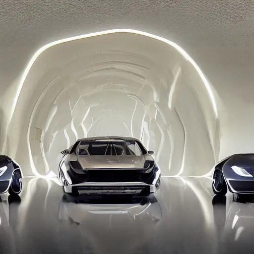 Prompt: parking several cars: center composition, cars portraits, ground view, motherboard forms designed by zaha hadid, sci-fi futuristic ultra realistic photography, keyshot render, octane render, unreal engine 5 lumen, high oiled liquid glossy specularity reflections, ultra detailed, golden hour, dramatic lighting 4k, 8k, 16k in the style ofblade runner 2049 Cyberpunk 2077 ghost in the shell thor 2 marvel film : tilt shift: sharp focus