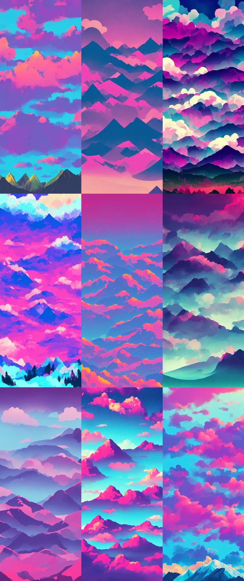 4K WALLPAPER: Aesthetic and Colorful Abstract Mountain Landscape