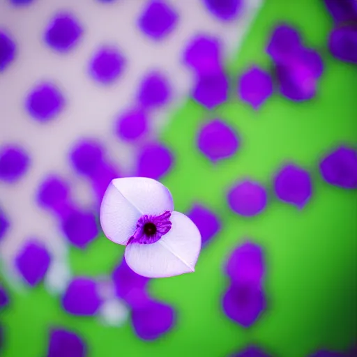 Prompt: closeup photo of 1 lone purple petal flying above moscow, city park, aerial view, shallow depth of field, cinematic, 8 0 mm, f 1. 8