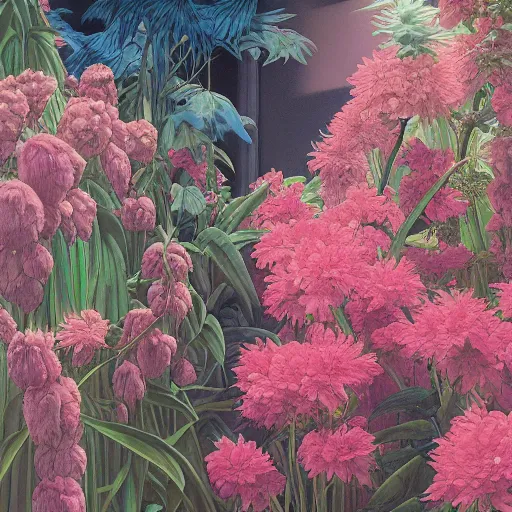 Image similar to a studio portrait of a plant! studio lighting. highly detailed. colourful. moody. by gerald brom and ansel adams and studio ghibli, lovely, sakura flowers