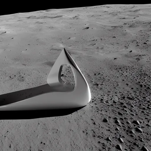 Prompt: Zaha Hadid architecture on the moon, ray tracing reflection, 8k, hyper realistic