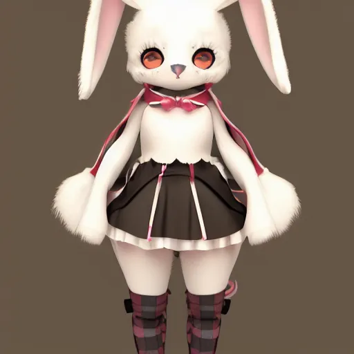 Image similar to cute fumo plush bunny girl, floppy ears, gothic maiden, alert, furry anime, vray