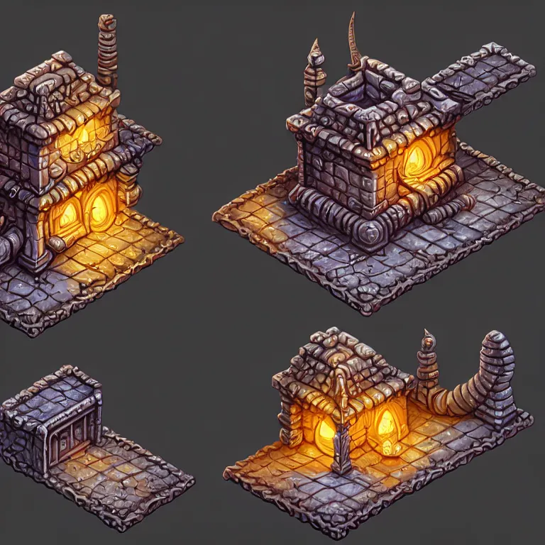 Prompt: subsurface scattering, isometric orthographic game art of night time athas sandstone houses, transparent background, brom's amazing d & d dark sun art, psd spritesheet, digital painting by brom, hand - drawn 2 d art, intricate details, beautiful, hq lighting, ultrarealistic, cgsociety, artstation, by brom, blank background