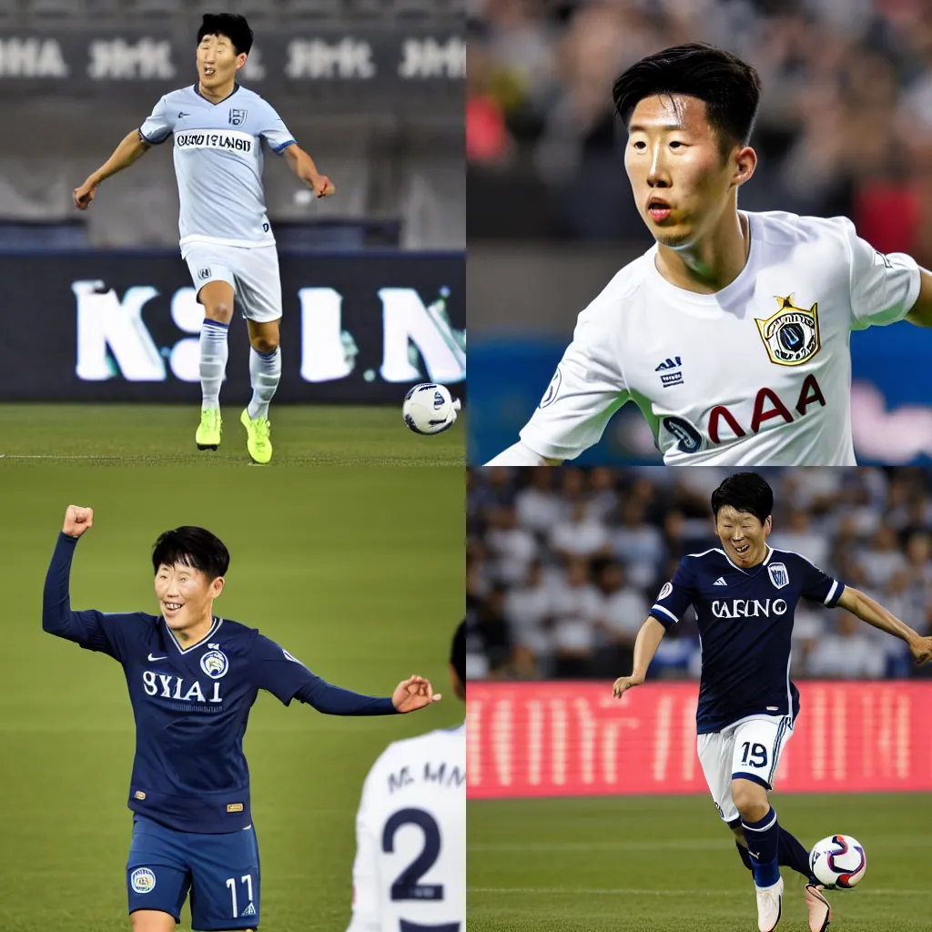 Prompt: son heung min wearing jersey of Sporting Kansas City Football Club