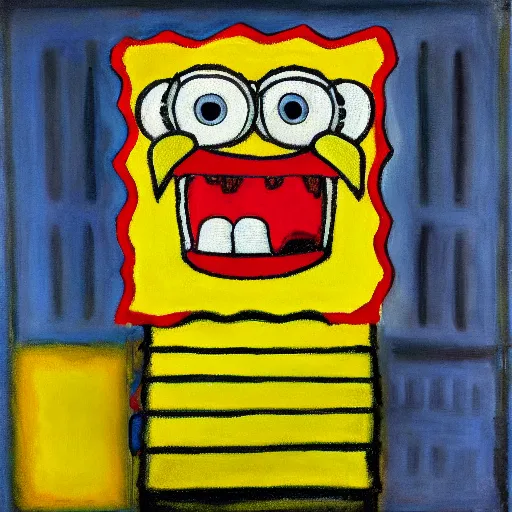 Image similar to Spongebob trapped inside a Mark Rothko painting