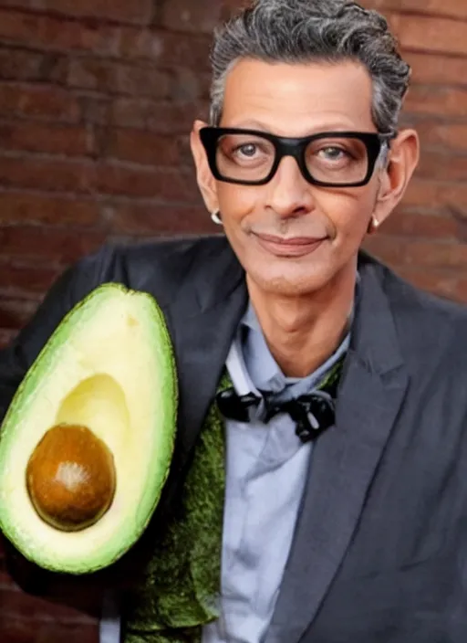 Image similar to jeff goldblum hidden in an avocado