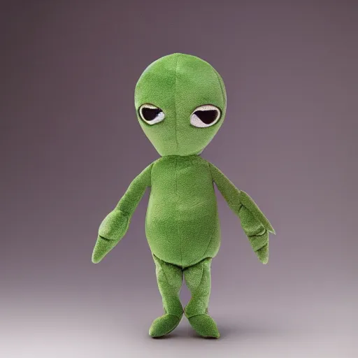 Image similar to a happy alien, plush doll, 8k