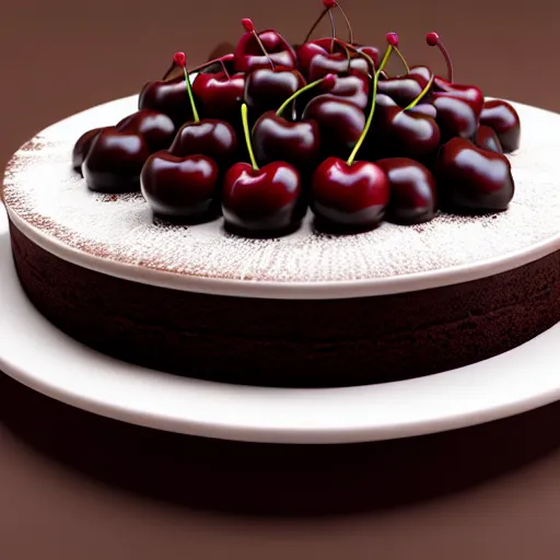 Image similar to chocolate cake with a cherry on top, octane render, unreal engine, high quality, 8 k