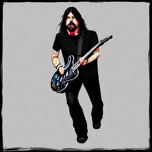 Image similar to dave grohl in gta v covert art painted by stephen bliss, centered, uncropped