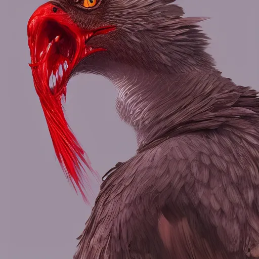 Image similar to A bird with the thirst for blood, hyperdetailed, artstation, cgsociety, 8k