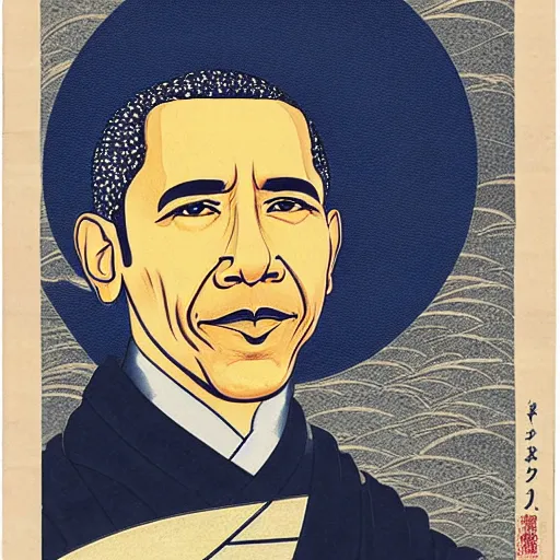 Image similar to Portrait of Obama, ukiyo-e