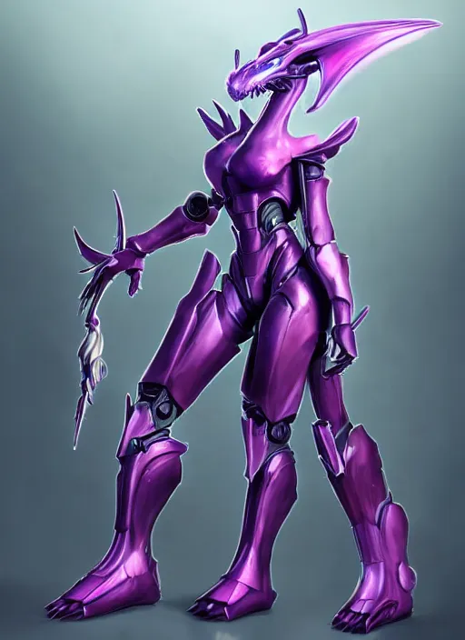 Image similar to cinematic close body, cosmic sized beautiful stunning giant robot mechan hot female dragon goddess, sharp sleek cyborg dragon head, sharp metal ears, smooth purple eyes, smooth fuschia skin, smooth silver armor, nebula, epic proportions, epic scale, macro furry, furry art, dragon art, goddess art, giantess art, warframe, warframe fanart, furaffinity, octane