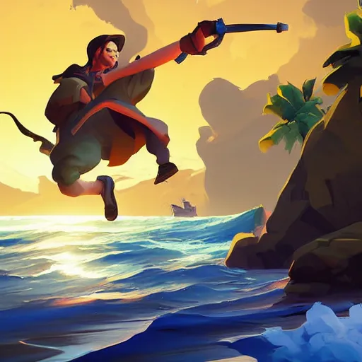 Image similar to painting treasure on sea of thieves game smooth median photoshop filter cutout vector, behance hd by jesper ejsing, by rhads, makoto shinkai and lois van baarle, ilya kuvshinov, rossdraws global illumination