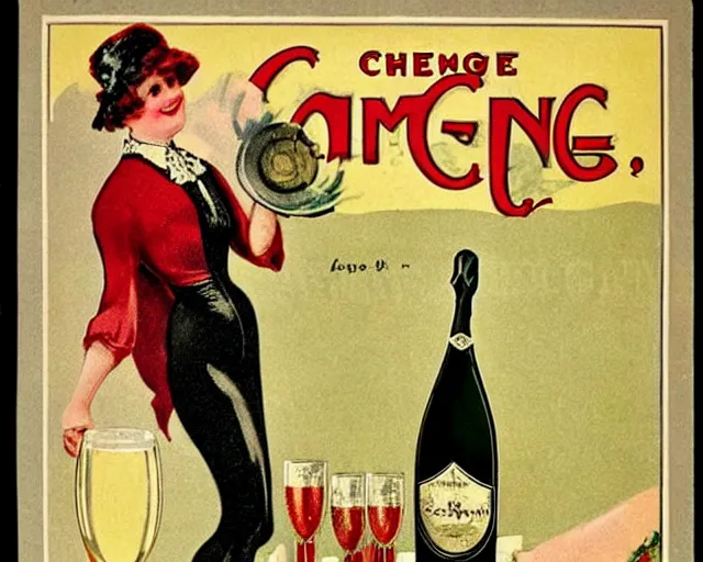 Image similar to vintage, champagne. can can, french, realistic, cheerful, 1 9 0 2