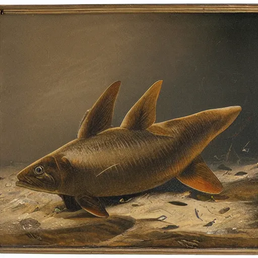 Image similar to a canvas showing a rotten tench