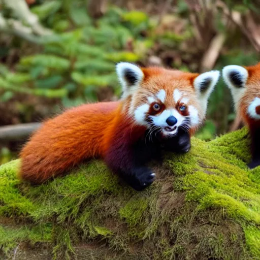 Image similar to army of red pandas! ready for battle