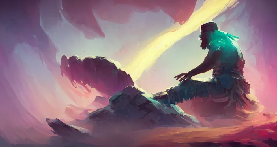 Image similar to Epic dramatic cinematic close-up character shot of a man pit against his mortal enemy in a thumb war for the fate of cosmic reality. Digital art. By Dominik Mayer, Anton Fadeev, and Alena Aenami. Masterpiece. Trending on Artstation and CGsociety. World's greatest artistry. HDR. 4k. Amazing incredible awesome awe-struck fantastic intriguing. Creative use of colors. Fantastic lighting.