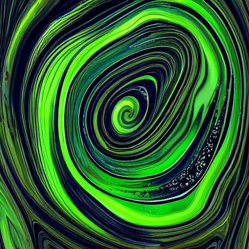 Image similar to beautiful liquid marble texture with oil bubbles and twirls. harmonic black and green tones coloured abstraction. ultradetailed realistic art