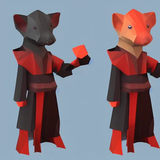 Image similar to A ferret wearing Sith robes, Low poly