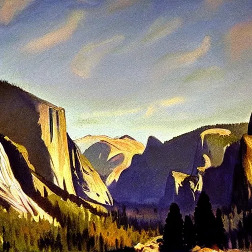 Prompt: painting of Yosemite, John Singer Sargent style